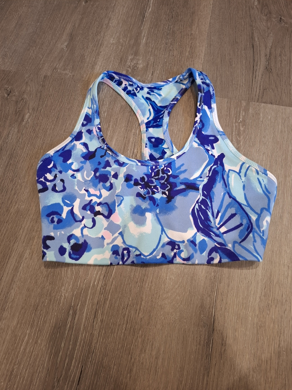 Lilly Pulitzer XS Blue Floral Racerback Sports Bra